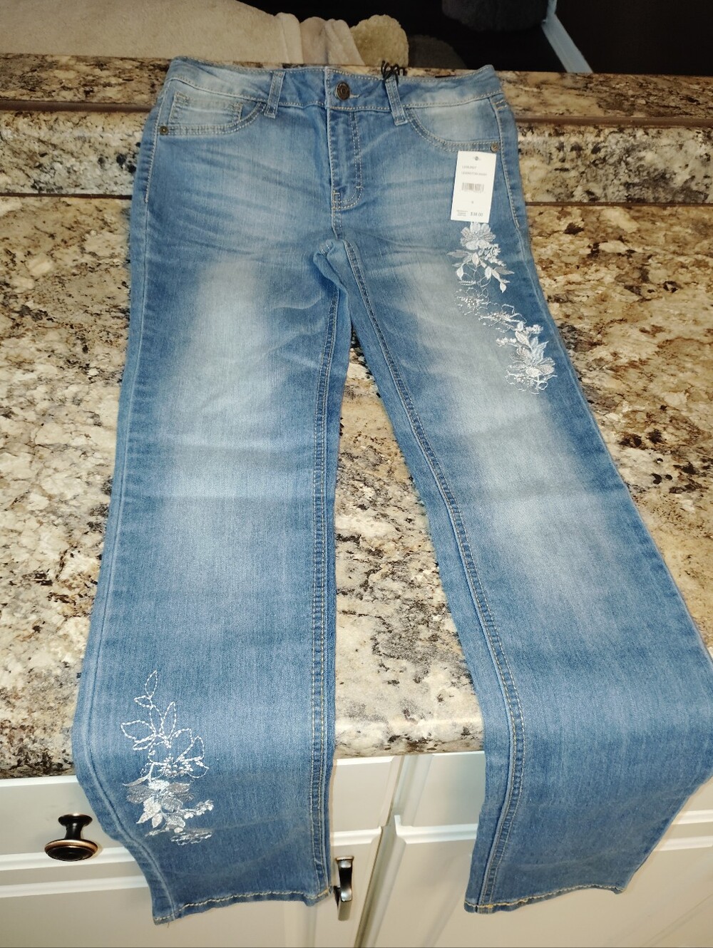 Nwt 16 Lee Light Blue Embroidered Girls' Flare Jeans